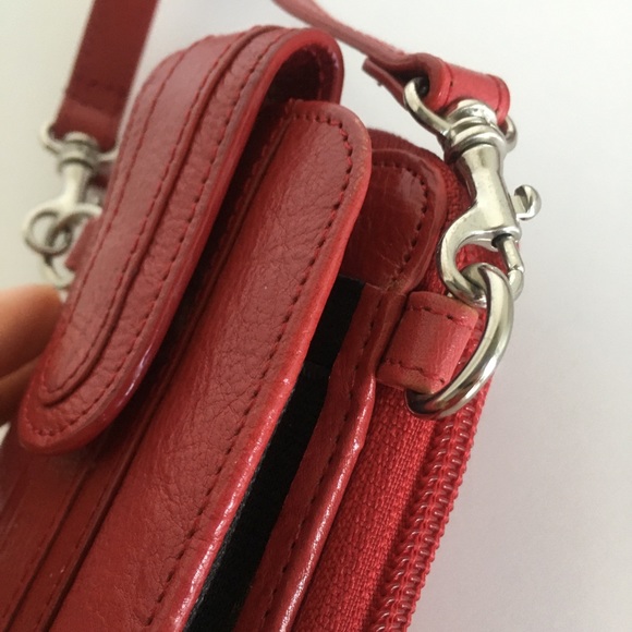 Danier Genuine Leather Red Mobile/Wallet Crossbody - Picture 6 of 15